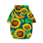 Green Watercolor Sunflower Pattern Print Dog Zip Up Hoodie
