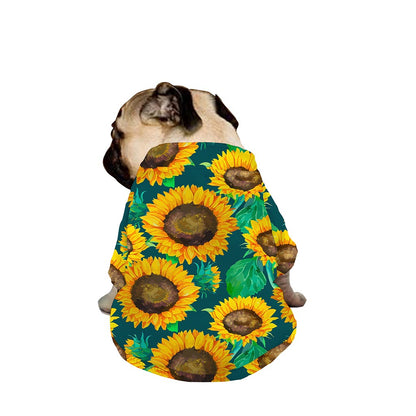 Green Watercolor Sunflower Pattern Print Dog Zip Up Jacket