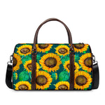 Green Watercolor Sunflower Pattern Print Duffle Bag