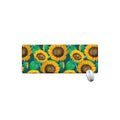 Green Watercolor Sunflower Pattern Print Extended Mouse Pad
