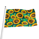 Green Watercolor Sunflower Pattern Print Flag