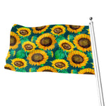 Green Watercolor Sunflower Pattern Print Flag