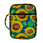 Green Watercolor Sunflower Pattern Print Front Pocket Bible Bag
