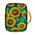 Green Watercolor Sunflower Pattern Print Front Pocket Bible Bag