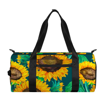 Green Watercolor Sunflower Pattern Print Gym Bag
