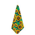 Green Watercolor Sunflower Pattern Print Hand Towel