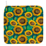 Green Watercolor Sunflower Pattern Print Hand Towel