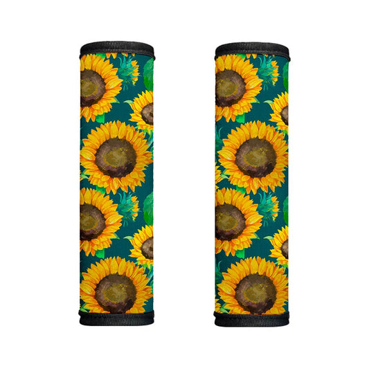 Green Watercolor Sunflower Pattern Print Handle Covers