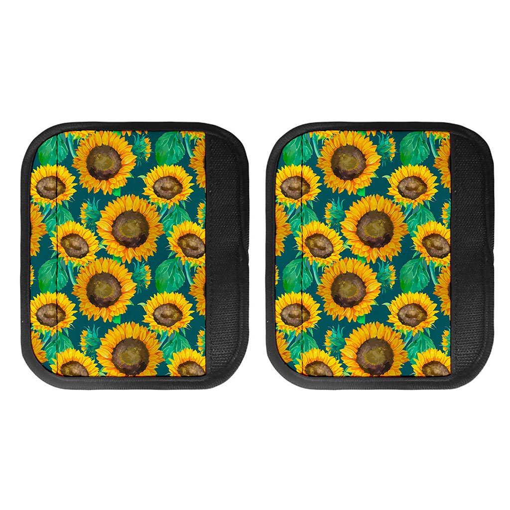 Green Watercolor Sunflower Pattern Print Handle Covers
