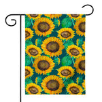 Green Watercolor Sunflower Pattern Print House Flag