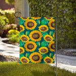 Green Watercolor Sunflower Pattern Print House Flag
