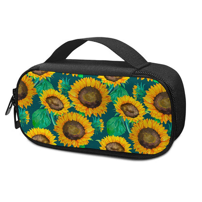 Green Watercolor Sunflower Pattern Print Insulin Cooler Travel Case