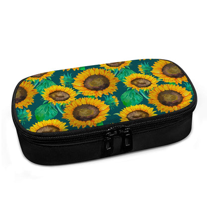 Green Watercolor Sunflower Pattern Print Insulin Cooler Travel Case