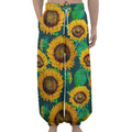 Green Watercolor Sunflower Pattern Print Lantern Pants