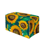 Green Watercolor Sunflower Pattern Print Leather Tissue Box Cover
