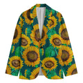 Green Watercolor Sunflower Pattern Print Men's Blazer