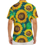 Green Watercolor Sunflower Pattern Print Men's Deep V-Neck Shirt
