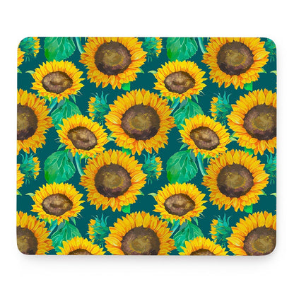 Green Watercolor Sunflower Pattern Print Mouse Pad