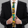 Green Watercolor Sunflower Pattern Print Necktie