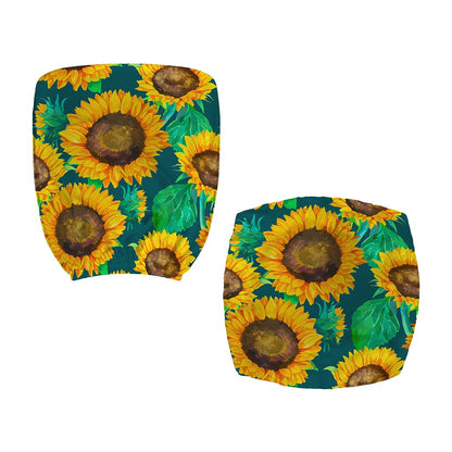 Green Watercolor Sunflower Pattern Print Office Chair Cover