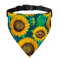 Green Watercolor Sunflower Pattern Print Over The Collar Dog Bandana