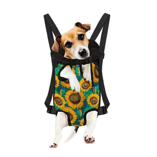 Green Watercolor Sunflower Pattern Print Pet Carrier Backpack