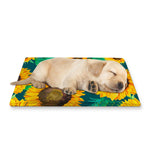 Green Watercolor Sunflower Pattern Print Pet Cooling Mat Cover