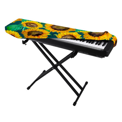 Green Watercolor Sunflower Pattern Print Piano Keyboard Cover
