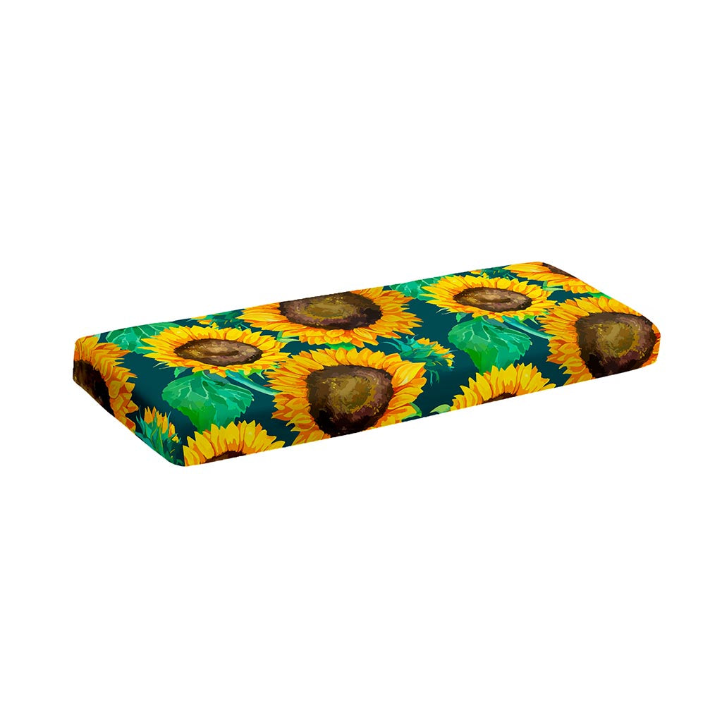 Green Watercolor Sunflower Pattern Print Piano Keyboard Cover