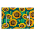 Green Watercolor Sunflower Pattern Print Placemat