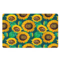 Green Watercolor Sunflower Pattern Print Polyester Doormat