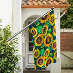 Green Watercolor Sunflower Pattern Print Polyester Flag