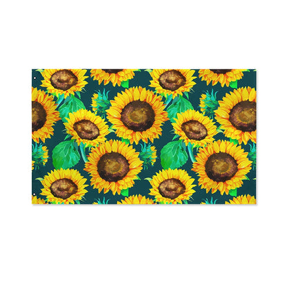 Green Watercolor Sunflower Pattern Print Polyester Flag