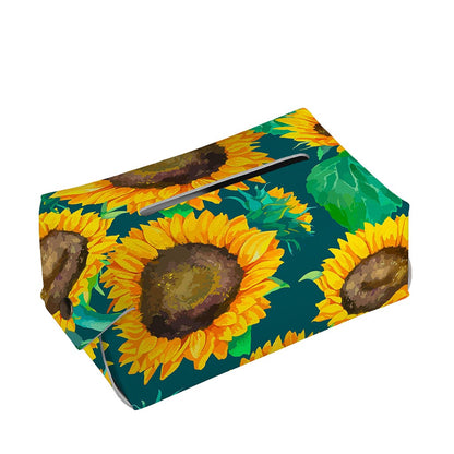 Green Watercolor Sunflower Pattern Print Rectangle Tissue Box Cover