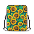 Green Watercolor Sunflower Pattern Print Rectangular Crossbody Bag