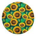 Green Watercolor Sunflower Pattern Print Round Blanket