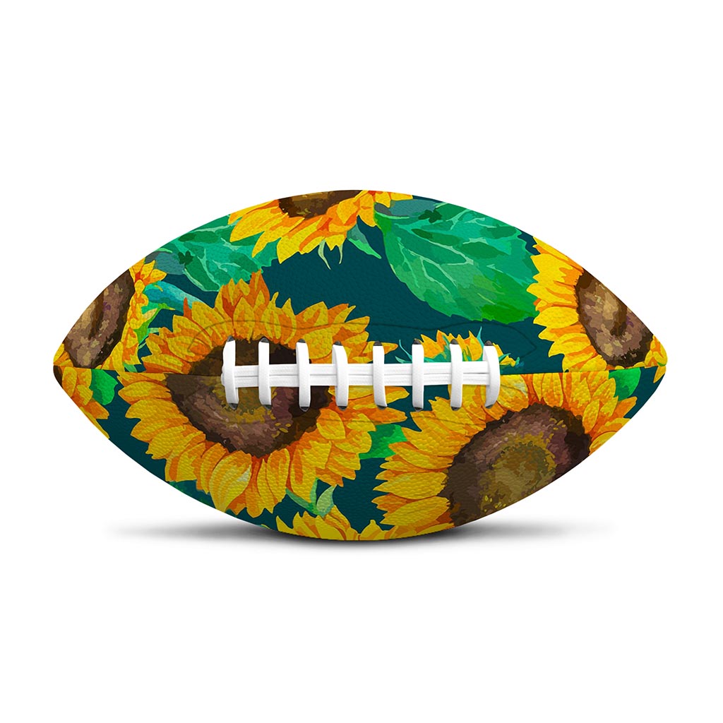 Green Watercolor Sunflower Pattern Print Rugby Ball