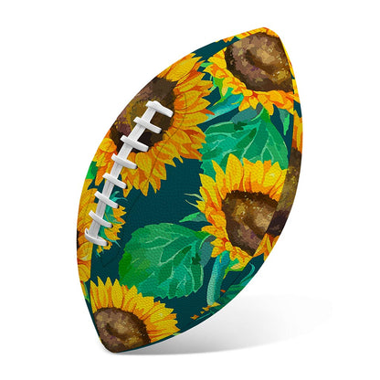 Green Watercolor Sunflower Pattern Print Rugby Ball