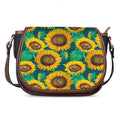 Green Watercolor Sunflower Pattern Print Saddle Bag