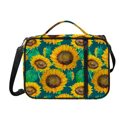 Green Watercolor Sunflower Pattern Print Shoulder Strap Bible Bag