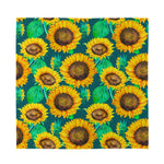 Green Watercolor Sunflower Pattern Print Silk Bandana