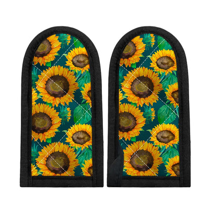 Green Watercolor Sunflower Pattern Print Skillet Handle Cover