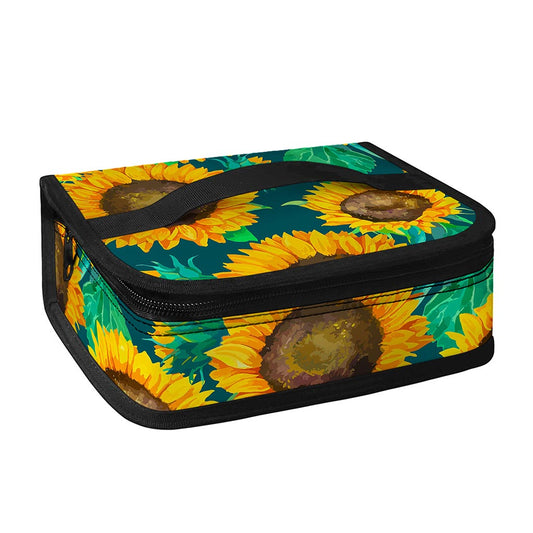 Green Watercolor Sunflower Pattern Print Small Lunch Bag