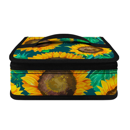 Green Watercolor Sunflower Pattern Print Small Lunch Bag