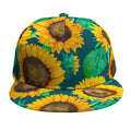Green Watercolor Sunflower Pattern Print Snapback Cap