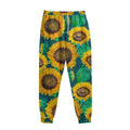 Green Watercolor Sunflower Pattern Print Sweatpants