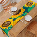 Green Watercolor Sunflower Pattern Print Table Runner