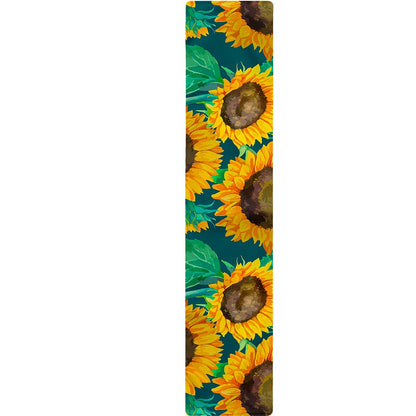Green Watercolor Sunflower Pattern Print Table Runner