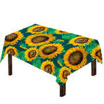 Green Watercolor Sunflower Pattern Print Tablecloth