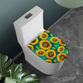 Green Watercolor Sunflower Pattern Print Toilet Lid Cover